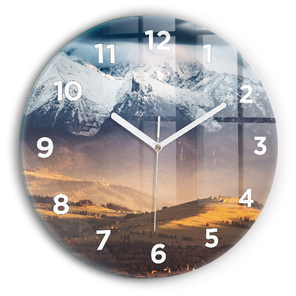 Round glass clock Winter landscape of the Tatra Mountains