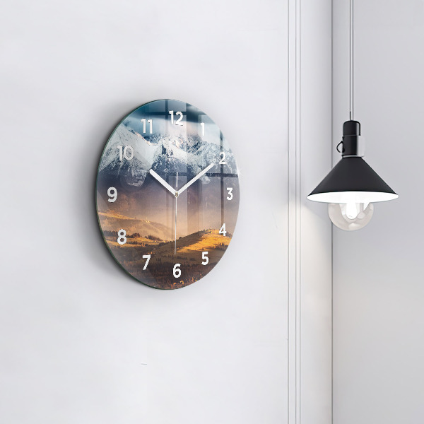 Round glass clock Winter landscape of the Tatra Mountains