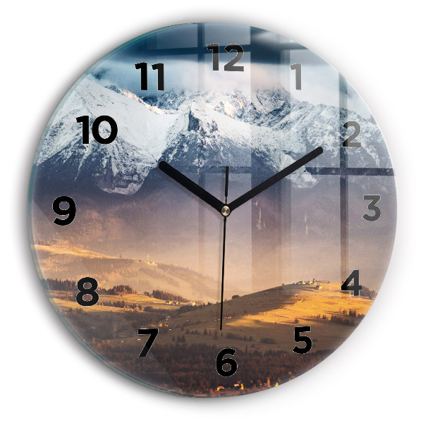 Round glass clock Winter landscape of the Tatra Mountains