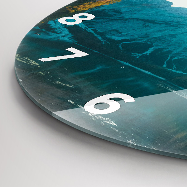 Round glass clock Mountain and river in Poland