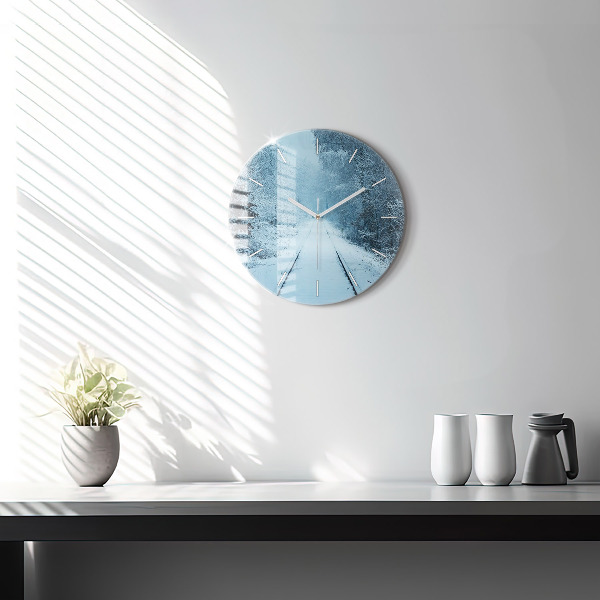 Round glass clock Deer on the tracks