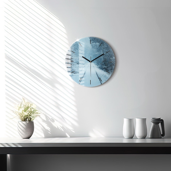 Round glass clock Deer on the tracks