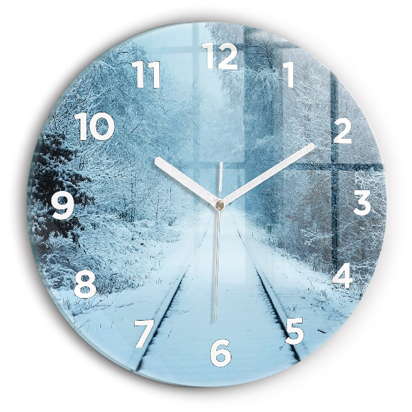 Round glass clock Deer on the tracks