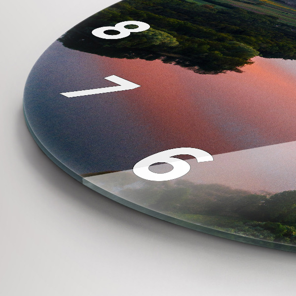 Round glass clock Lake view