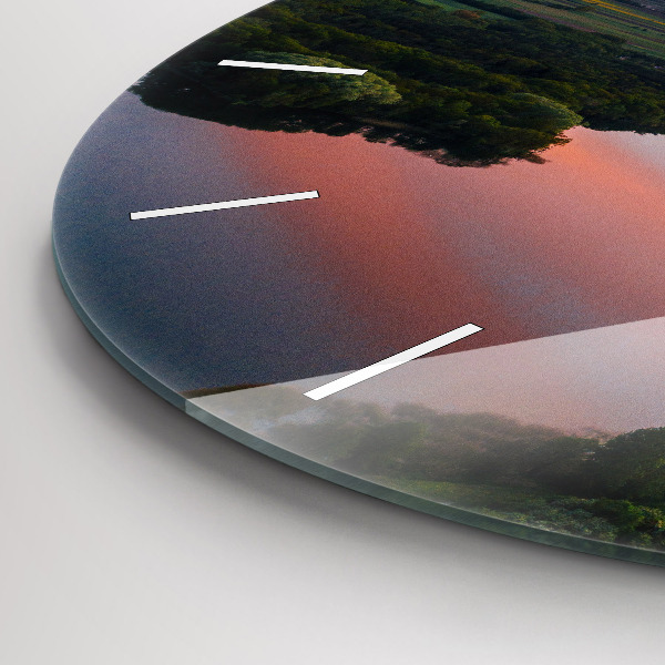 Round glass clock Lake view