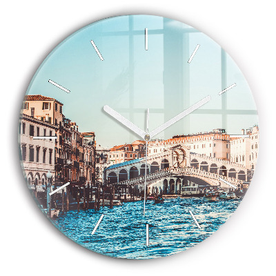 Round glass clock Rialto Bridge in Venice