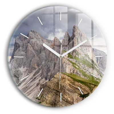 Round glass clock Rocky Mountains