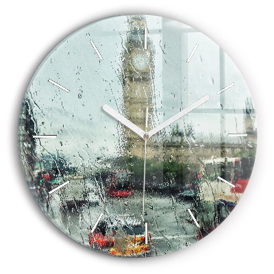 Round glass clock Rainy London