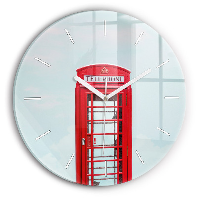 Round glass clock Public phone