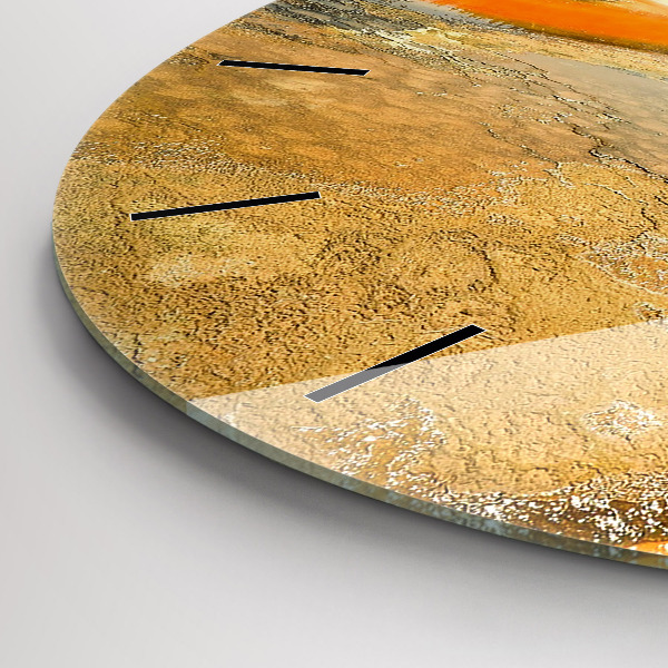 Round glass clock Lake with Mountains