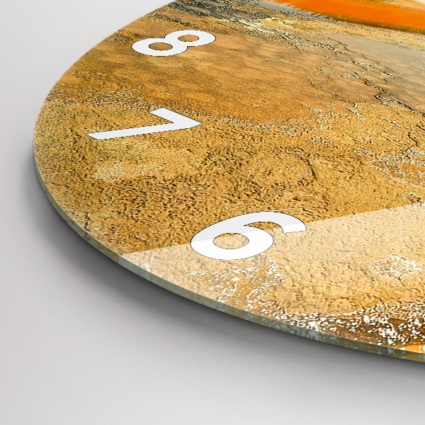 Round glass clock Lake with Mountains