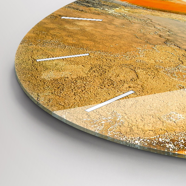 Round glass clock Lake with Mountains