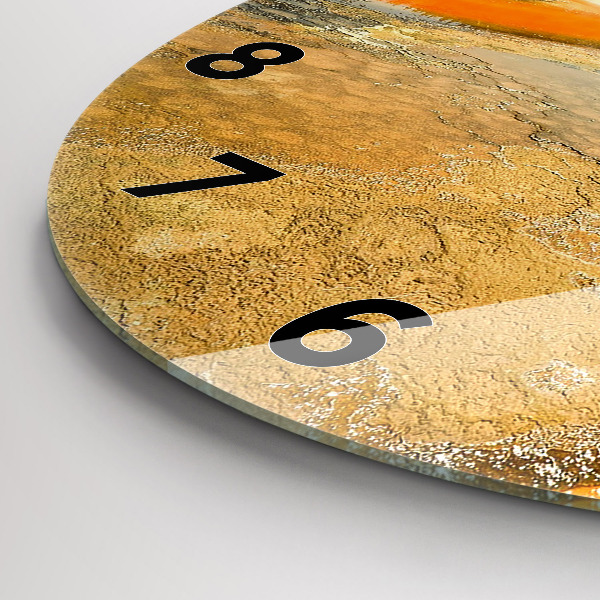 Round glass clock Lake with Mountains