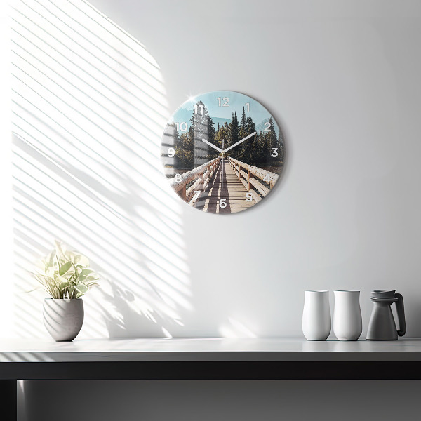 Round glass clock Mountains in Yellowstone