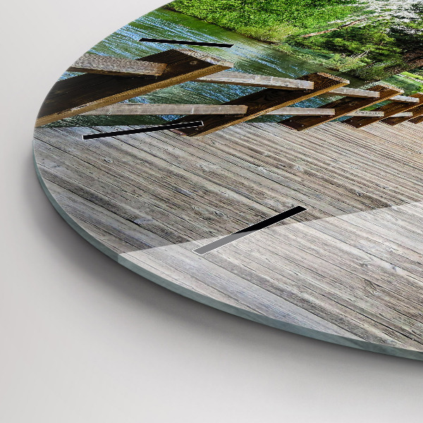 Round glass clock Yosemite Wooden Bridge