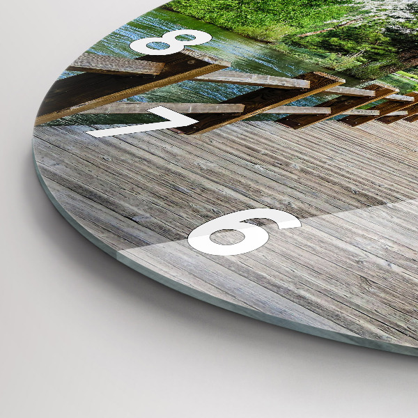 Round glass clock Yosemite Wooden Bridge