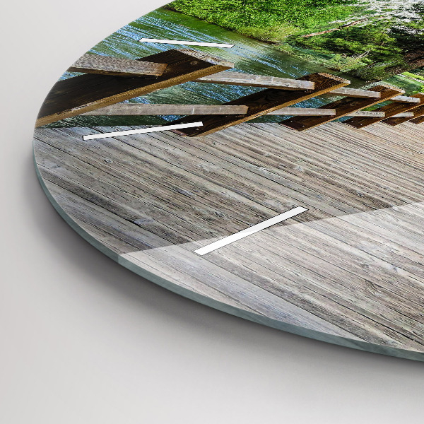 Round glass clock Yosemite Wooden Bridge