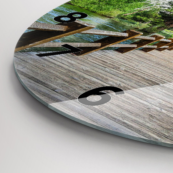 Round glass clock Yosemite Wooden Bridge