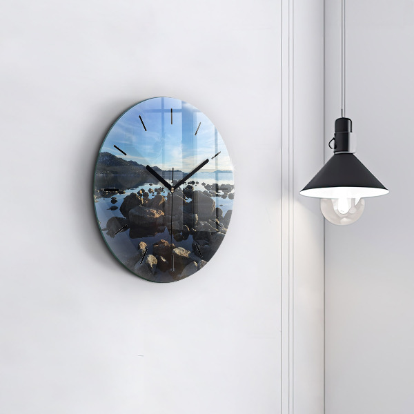 Round glass clock Sea view