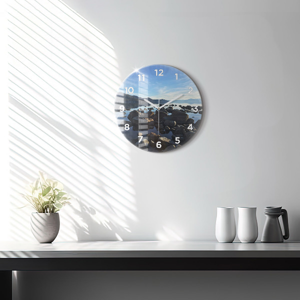 Round glass clock Sea view