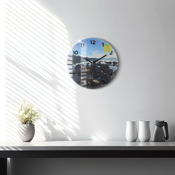 Round glass clock Sea view