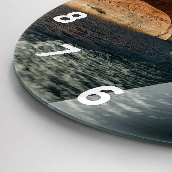 Round glass clock Person on water skis
