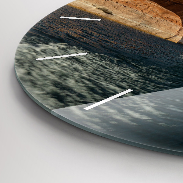 Round glass clock Person on water skis