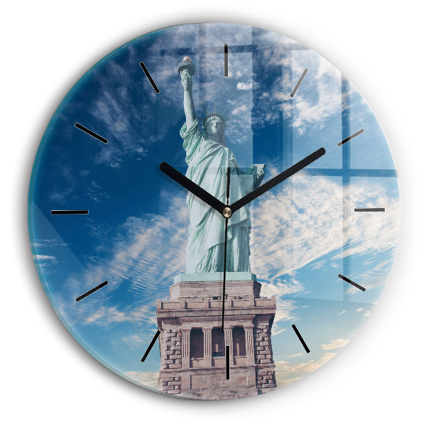 Round glass clock Statue of Liberty New York