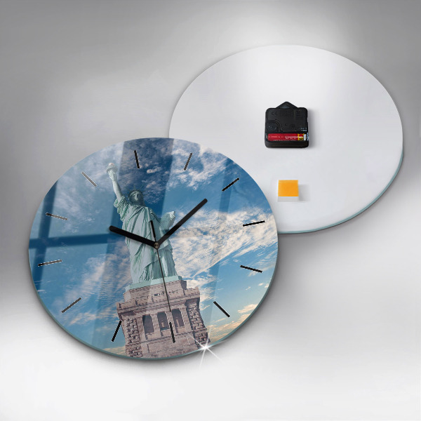 Round glass clock Statue of Liberty New York