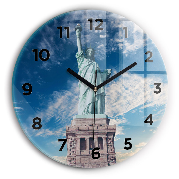 Round glass clock Statue of Liberty New York