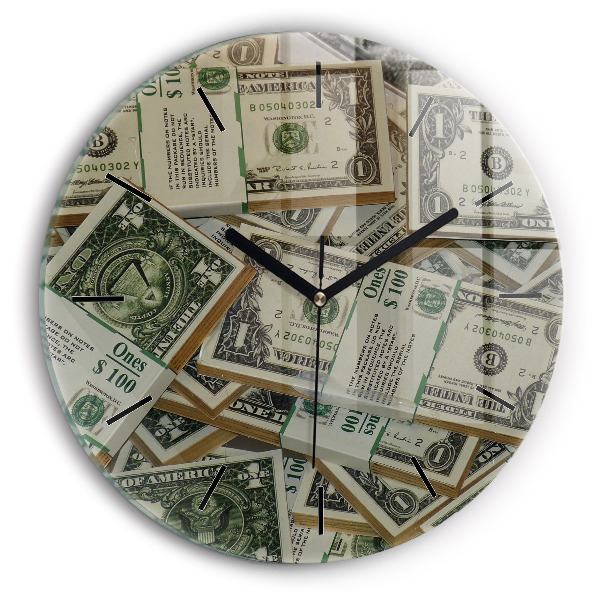 Round glass clock US dollars