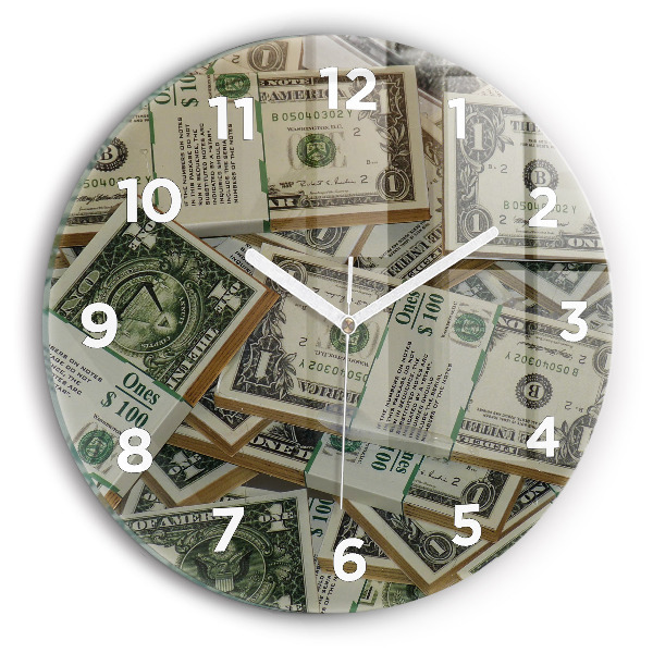 Round glass clock US dollars