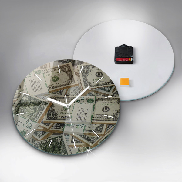 Round glass clock US dollars