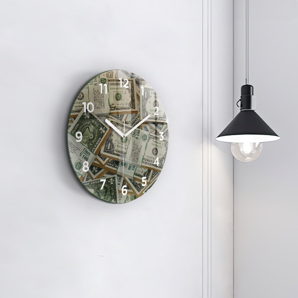 Round glass clock US dollars