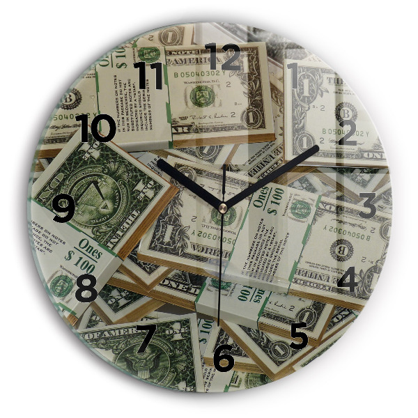 Round glass clock US dollars