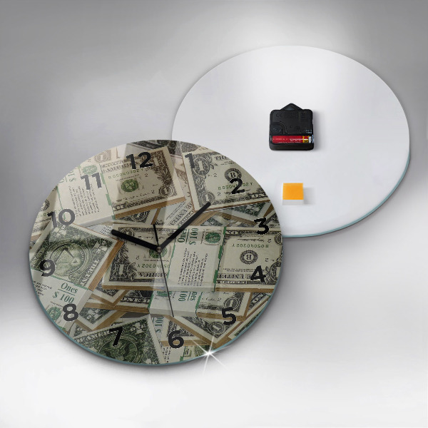 Round glass clock US dollars