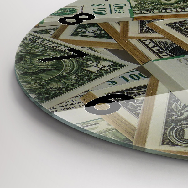 Round glass clock US dollars