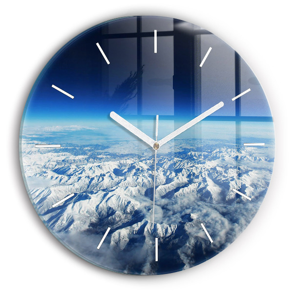 Round glass clock Landscape Mountains Pyrenees