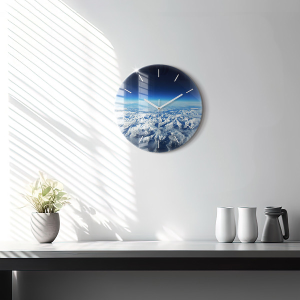 Round glass clock Landscape Mountains Pyrenees