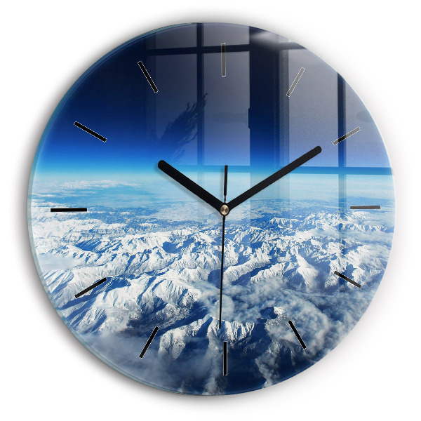 Round glass clock Landscape Mountains Pyrenees