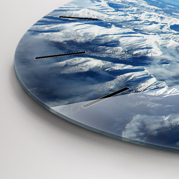 Round glass clock Landscape Mountains Pyrenees