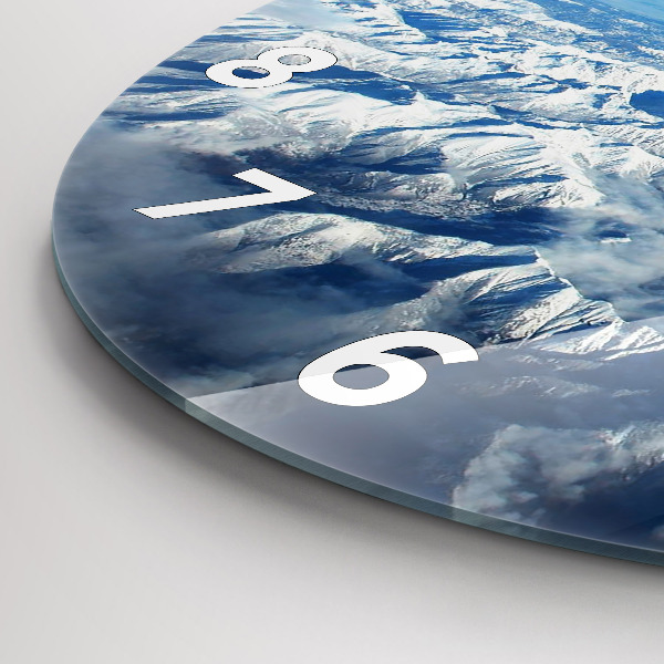 Round glass clock Landscape Mountains Pyrenees
