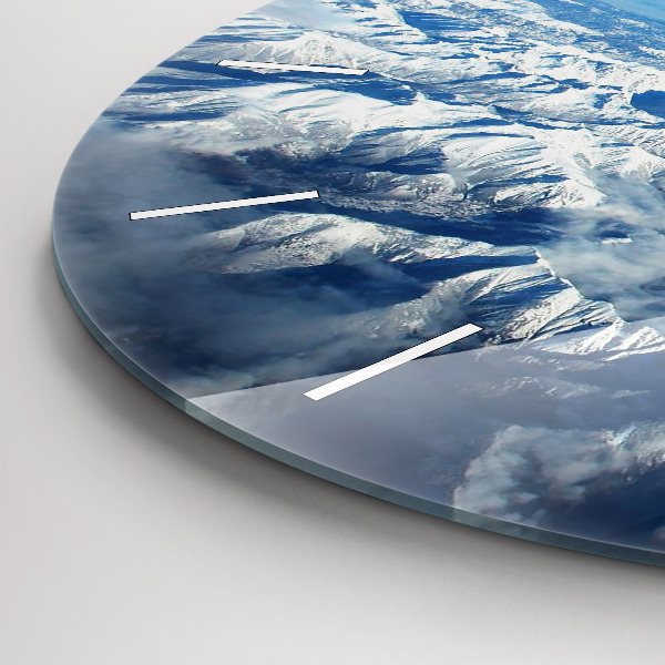 Round glass clock Landscape Mountains Pyrenees