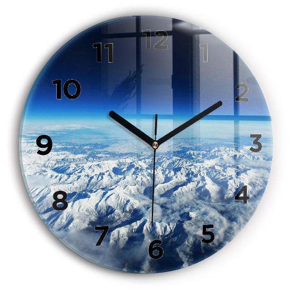 Round glass clock Landscape Mountains Pyrenees