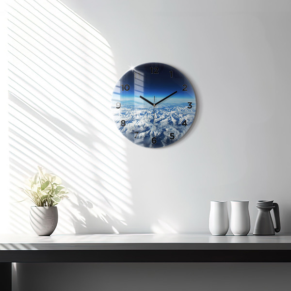 Round glass clock Landscape Mountains Pyrenees
