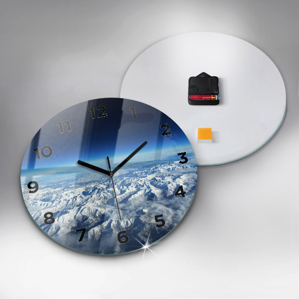 Round glass clock Landscape Mountains Pyrenees