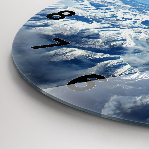 Round glass clock Landscape Mountains Pyrenees