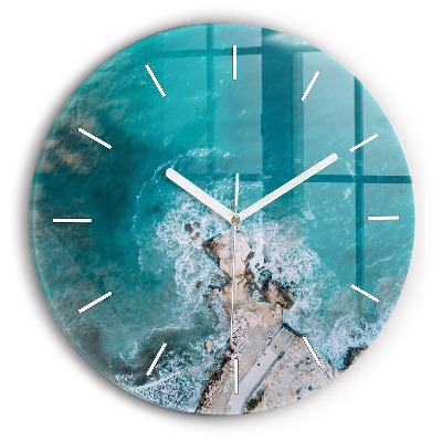 Round glass clock Fjords in Costa Blanca