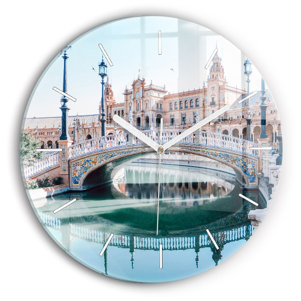 Round glass clock Plaza de Espana in Seville