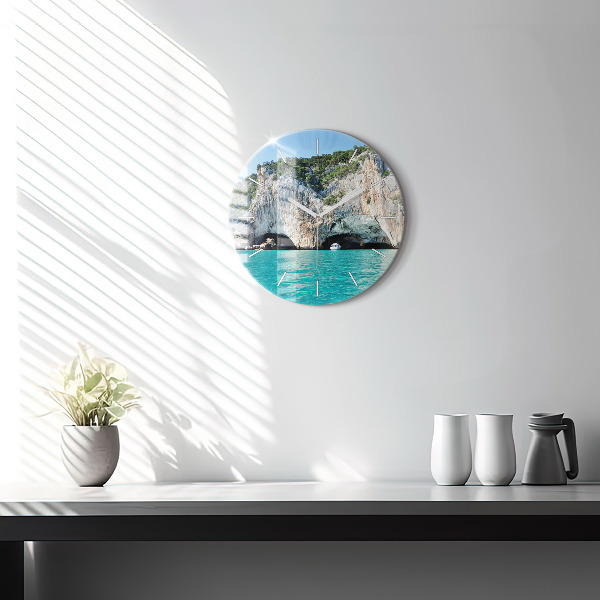 Round glass clock Underwater Cave